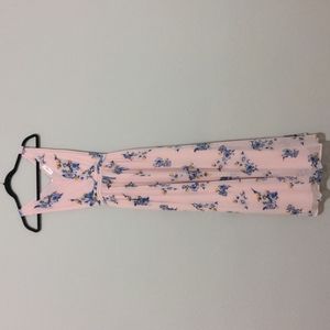 Motherhood maternity maxi pink dress with blue flowers, size small